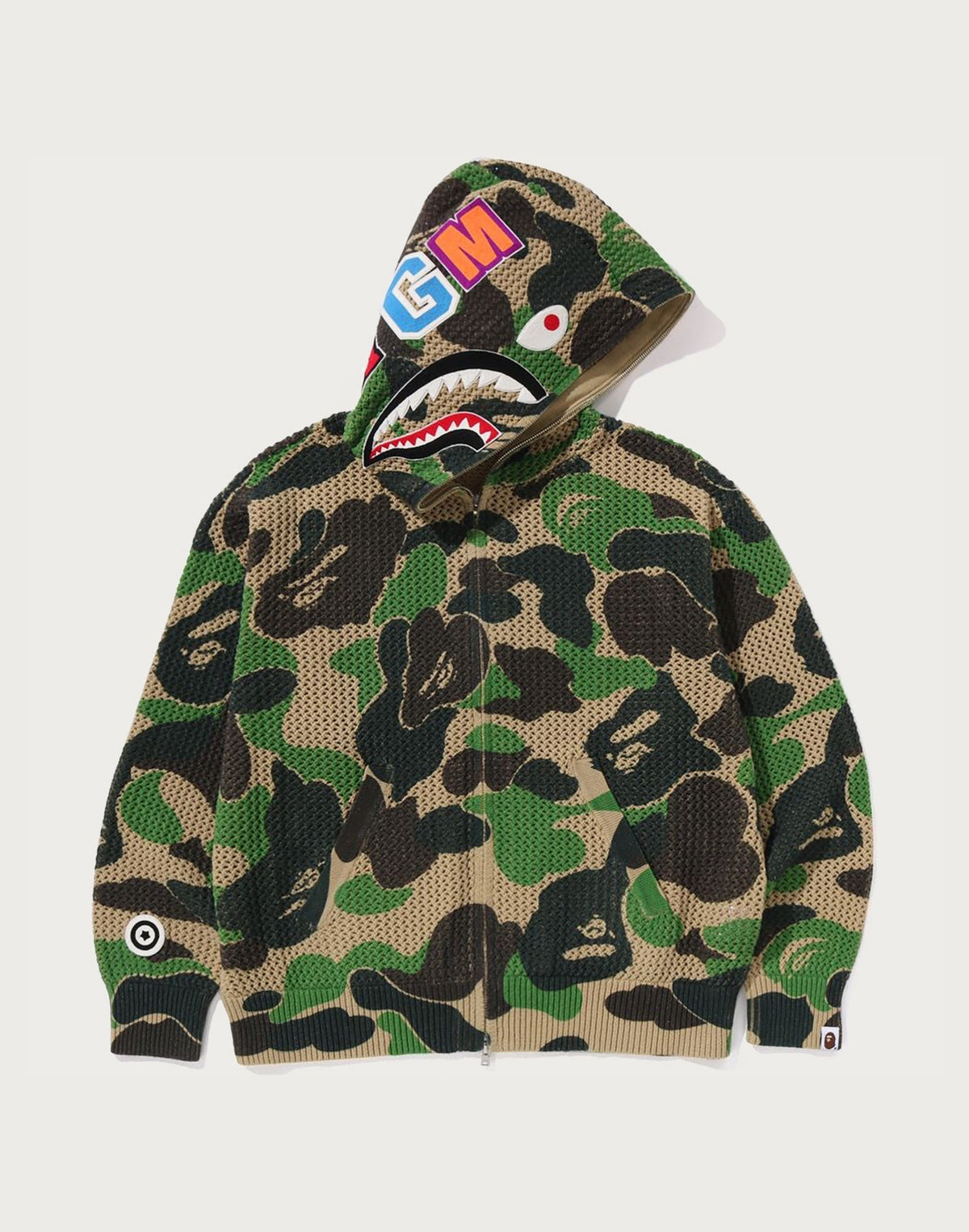 ABC CAMO CROCHET RELAXED FIT SHARK FULL ZIP HOODIE MENS