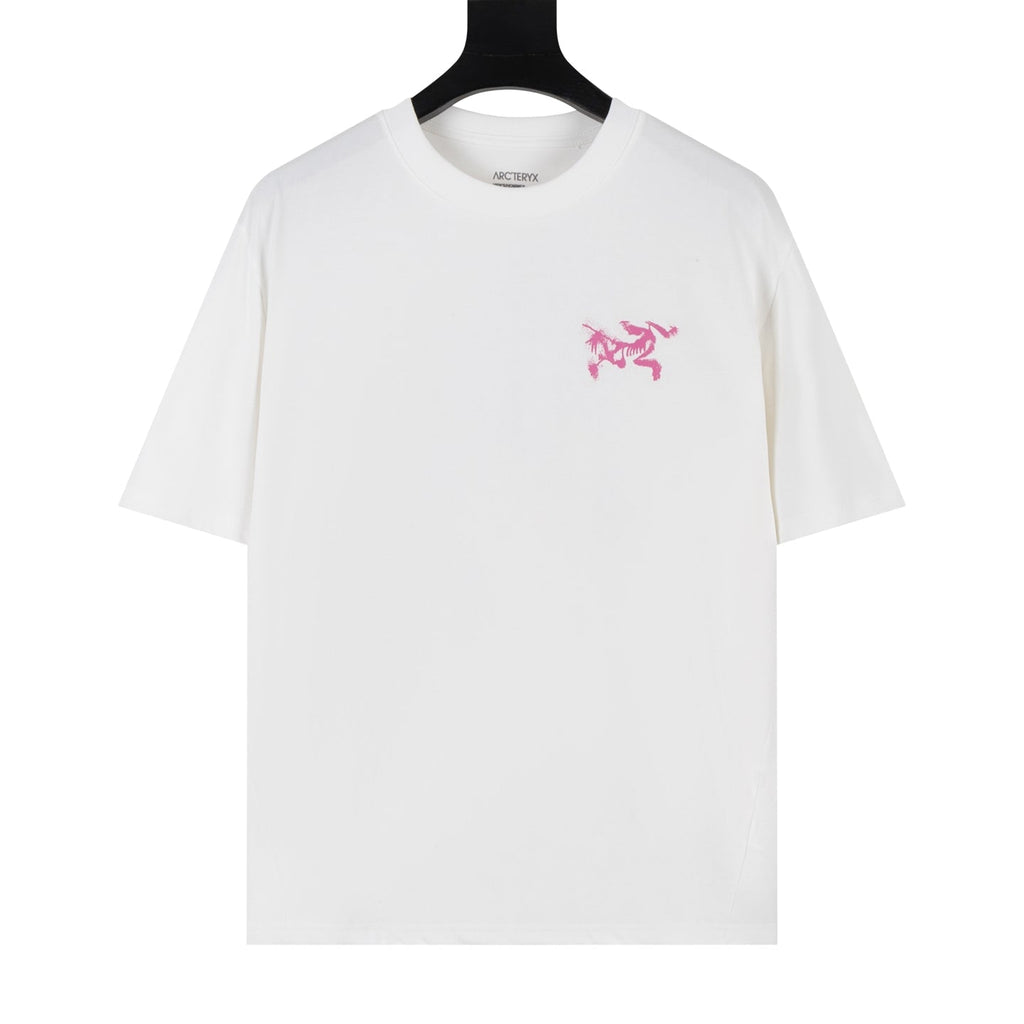 Arc'teryx Distressed Bird Logo Front & Grid Graphic Back Crew Neck Short‑Sleeve T‑Shirt, Unisex Relaxed Fit Tee