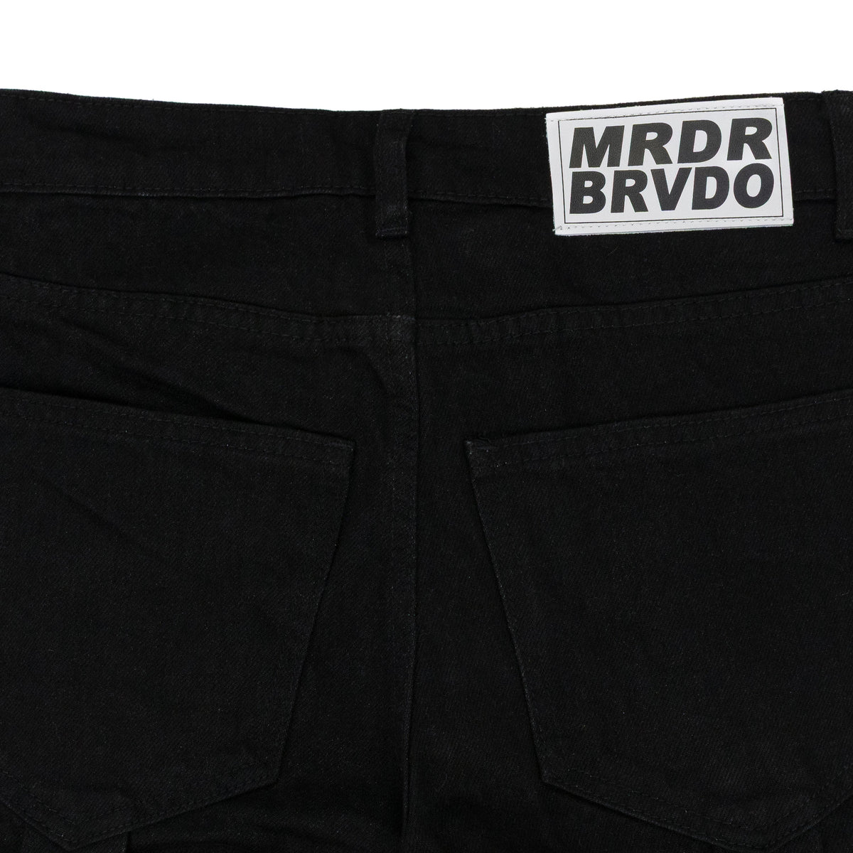 BLACK WINGED LOGO BONDAGE STRAIGHT-FIT JEANS
