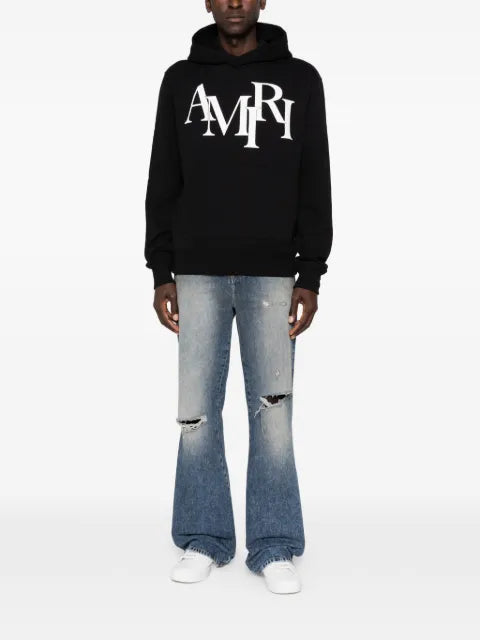 AMIRI staggered-logo long-sleeve hoodie