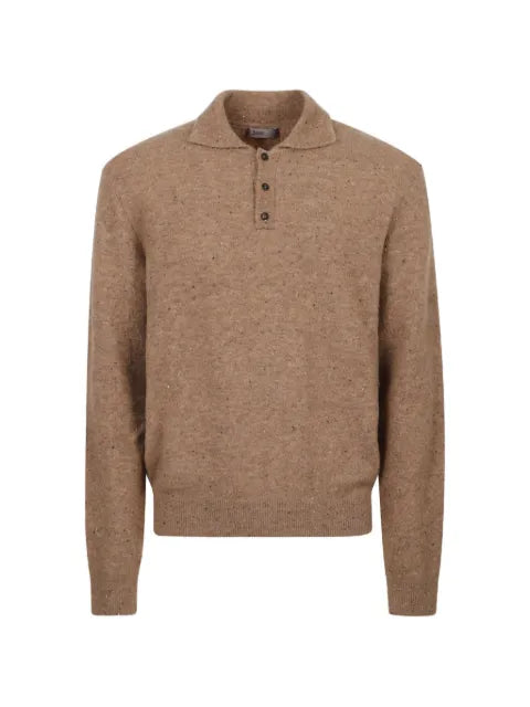 Herno Resort flecked-knit polo sweater