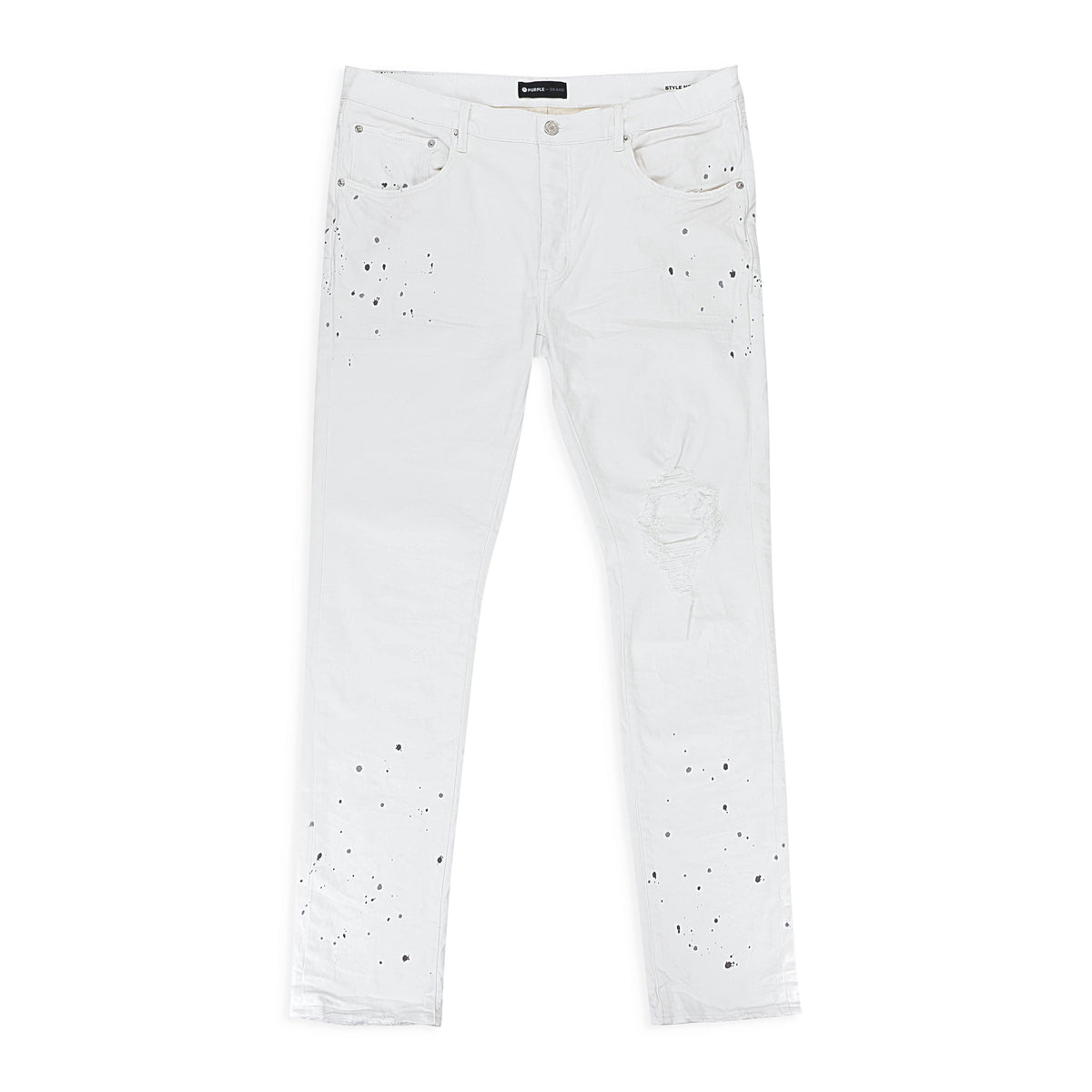 PURPLE BRAND PAINT BLOWOUT WHITE SKINNY JEANS