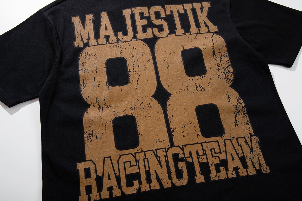 MAJESTIK Black Racing Graphic Polo Shirt