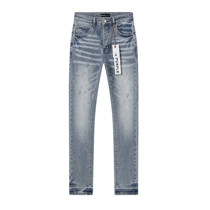 Purple Brand Light Blue Embellished Washed Jeans