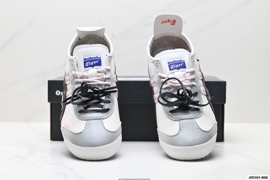 Onitsuka Tiger Retro Low Top White Black Burgundy Unisex Shoes Style 27