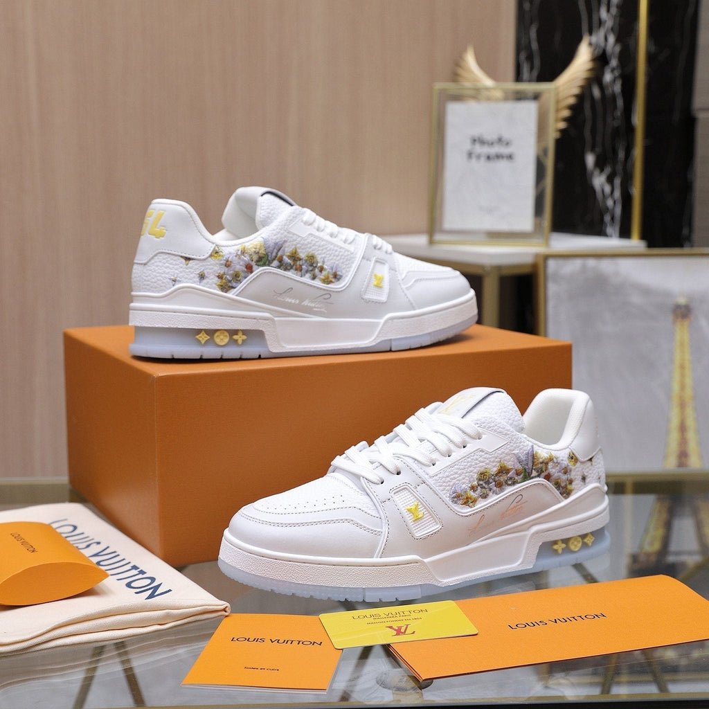 Louis Vuitton Embroidered White Low-Top Sneakers