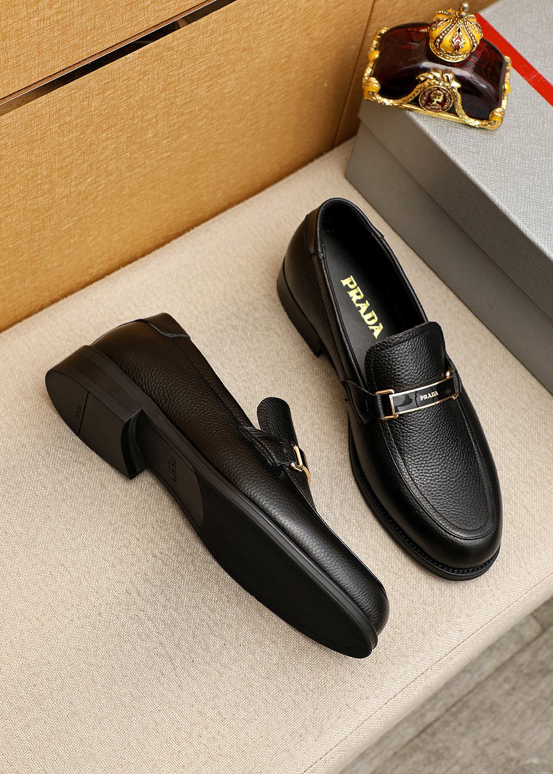 Prada Black Buckle Loafers