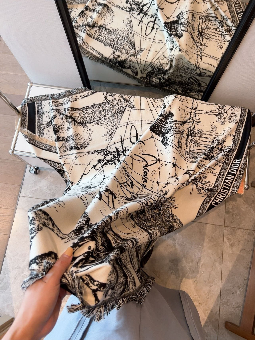 Dior Ivory and Black Toile Shawl