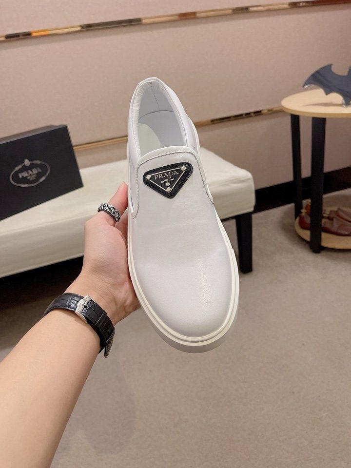 Prada Triangle-Patch Slip-On Shoes