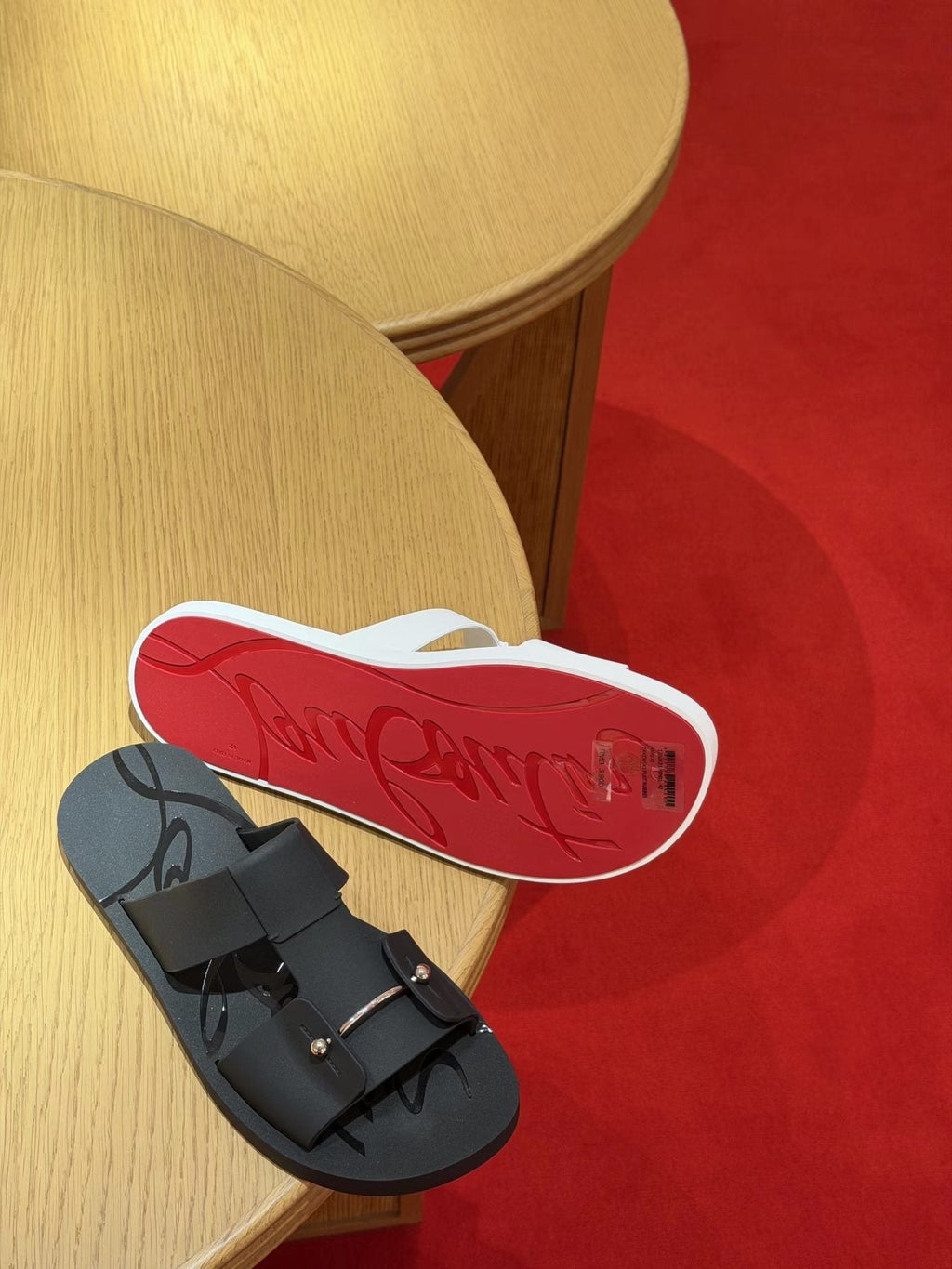 Christian Louboutin Men's Double-Buckle Mules - Black with Red Sole